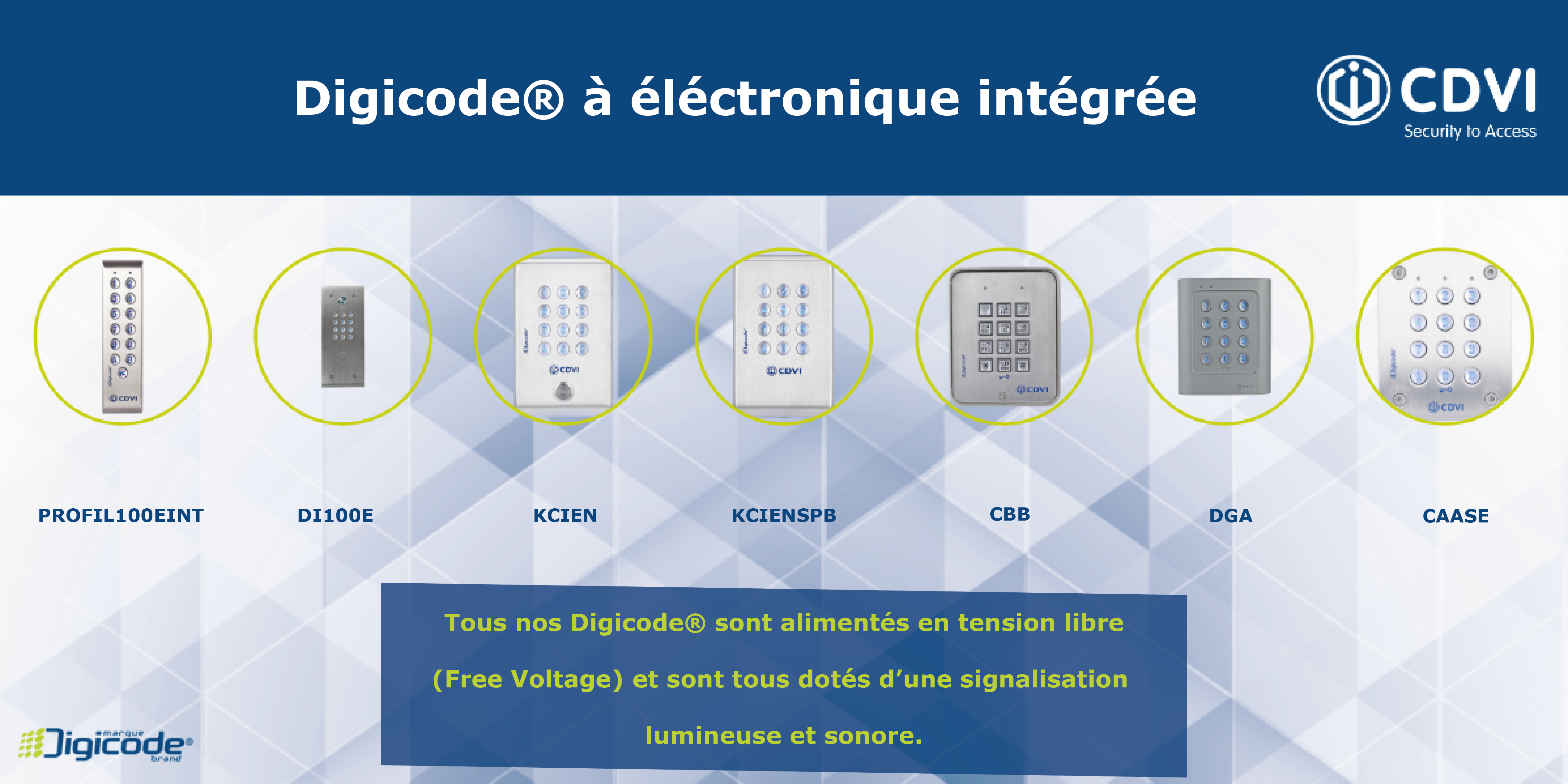Clavier codé Digicode® à électronique intégrée par CDVI